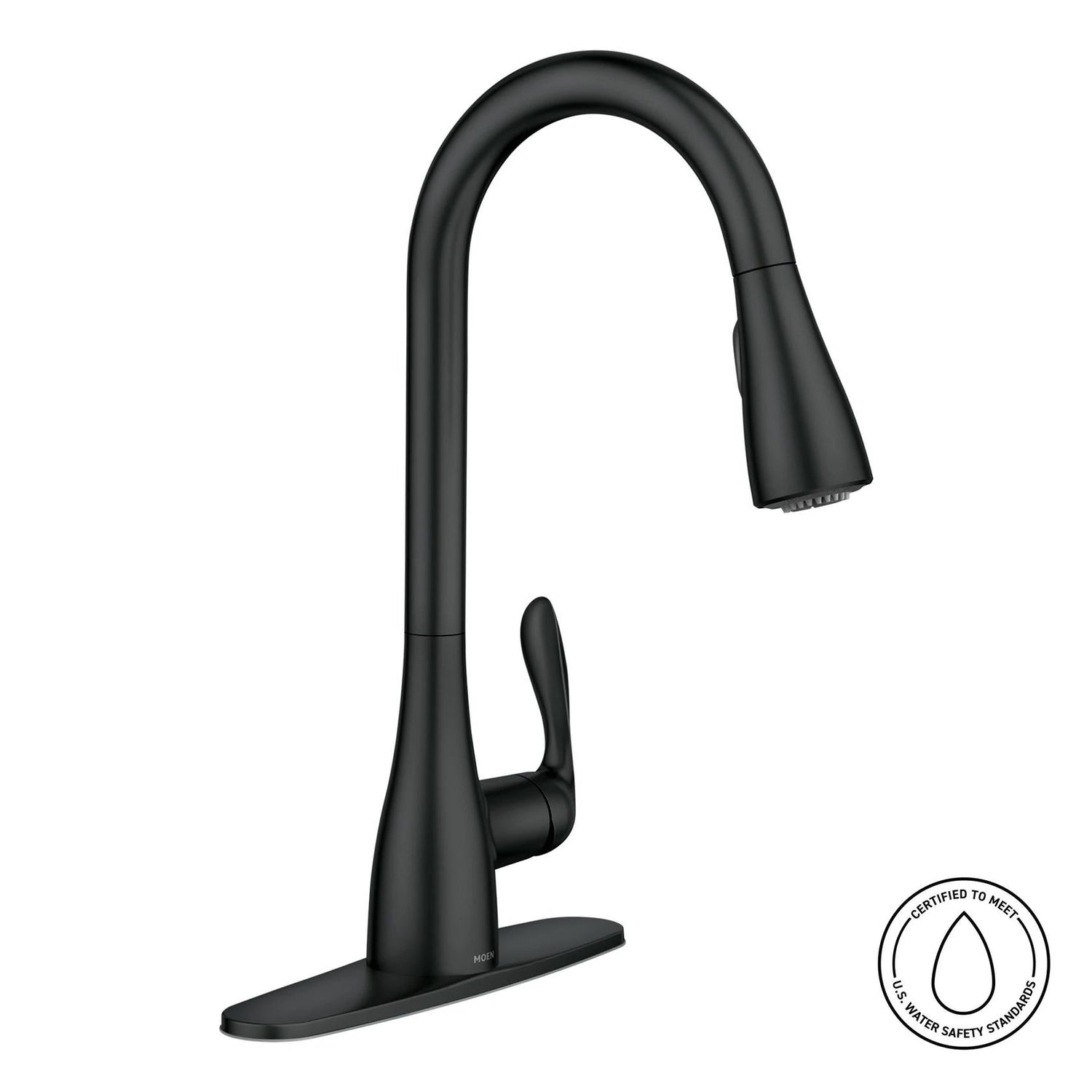 MOEN Georgene 87912BL Single Handle High-Arc Kitchen Faucet in Matte Black (Deck Plate Included)