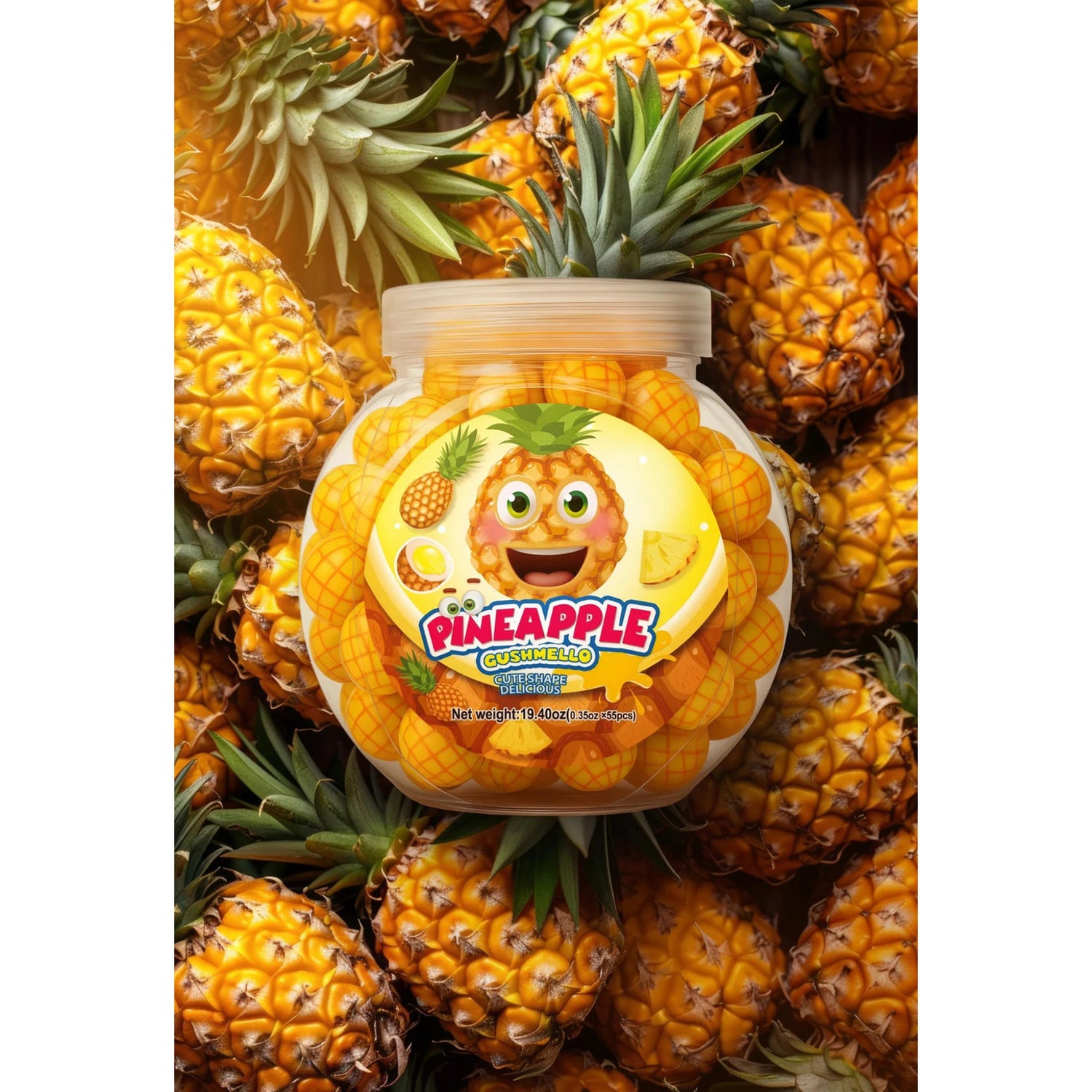 Zoomi Gushmello Candy Fruity Gummy Marshmallow Filled Center 55 Pieces Jar