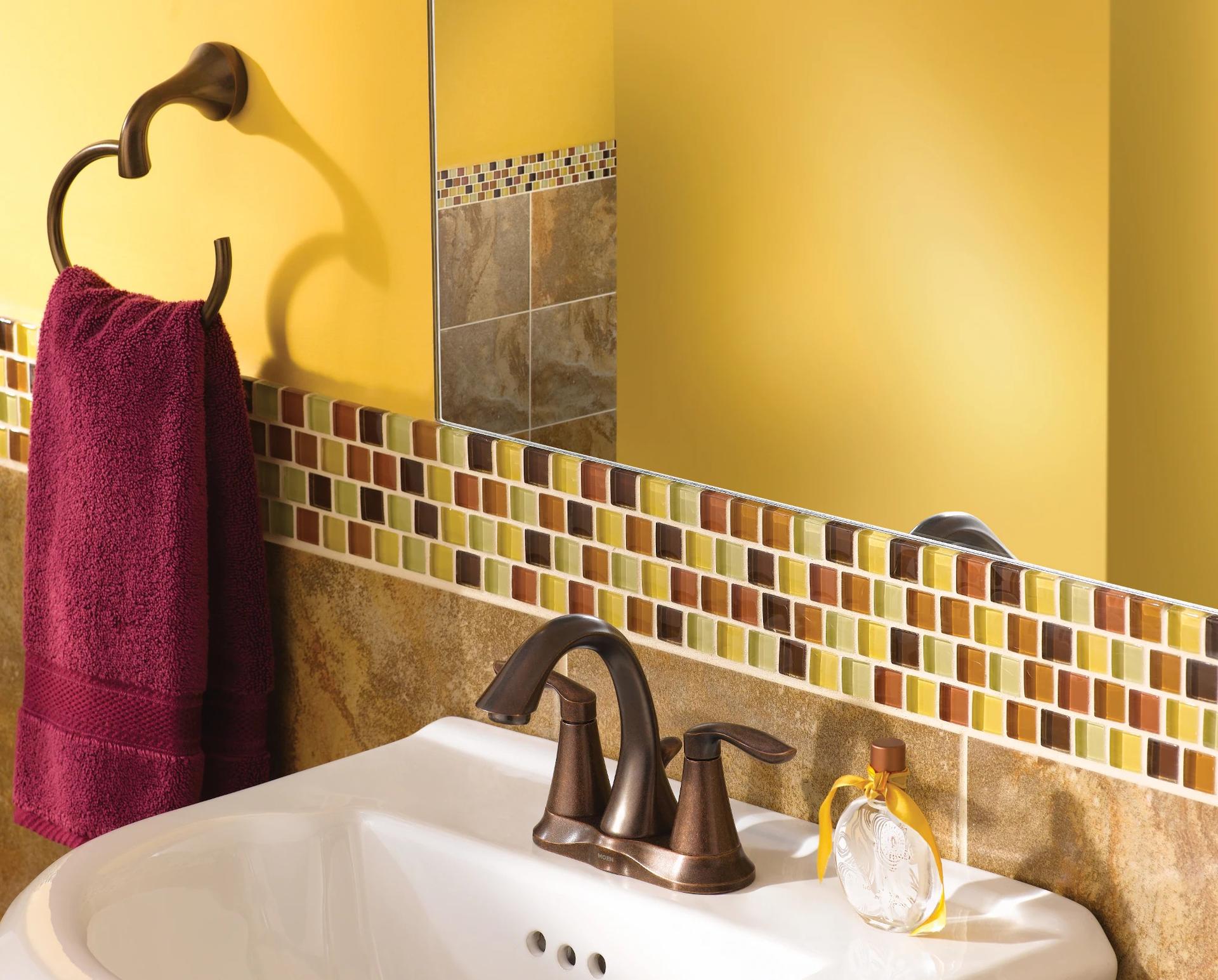 MOEN Eva 6410ORB Two-Handle High Arc Bathroom Faucet in Oil Rubbed Bronze