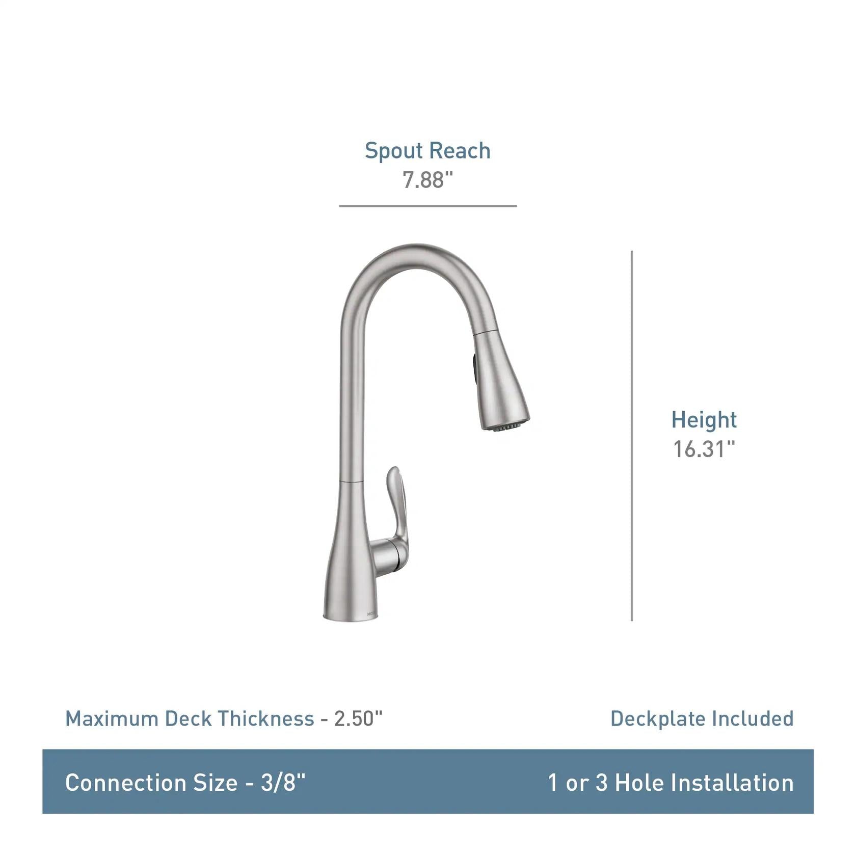 MOEN Georgene 87912BL Single Handle High-Arc Kitchen Faucet in Matte Black (Deck Plate Included)