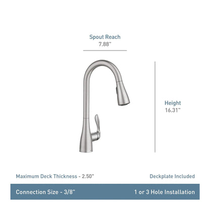MOEN Georgene 87912BL Single Handle High-Arc Kitchen Faucet in Matte Black (Deck Plate Included)
