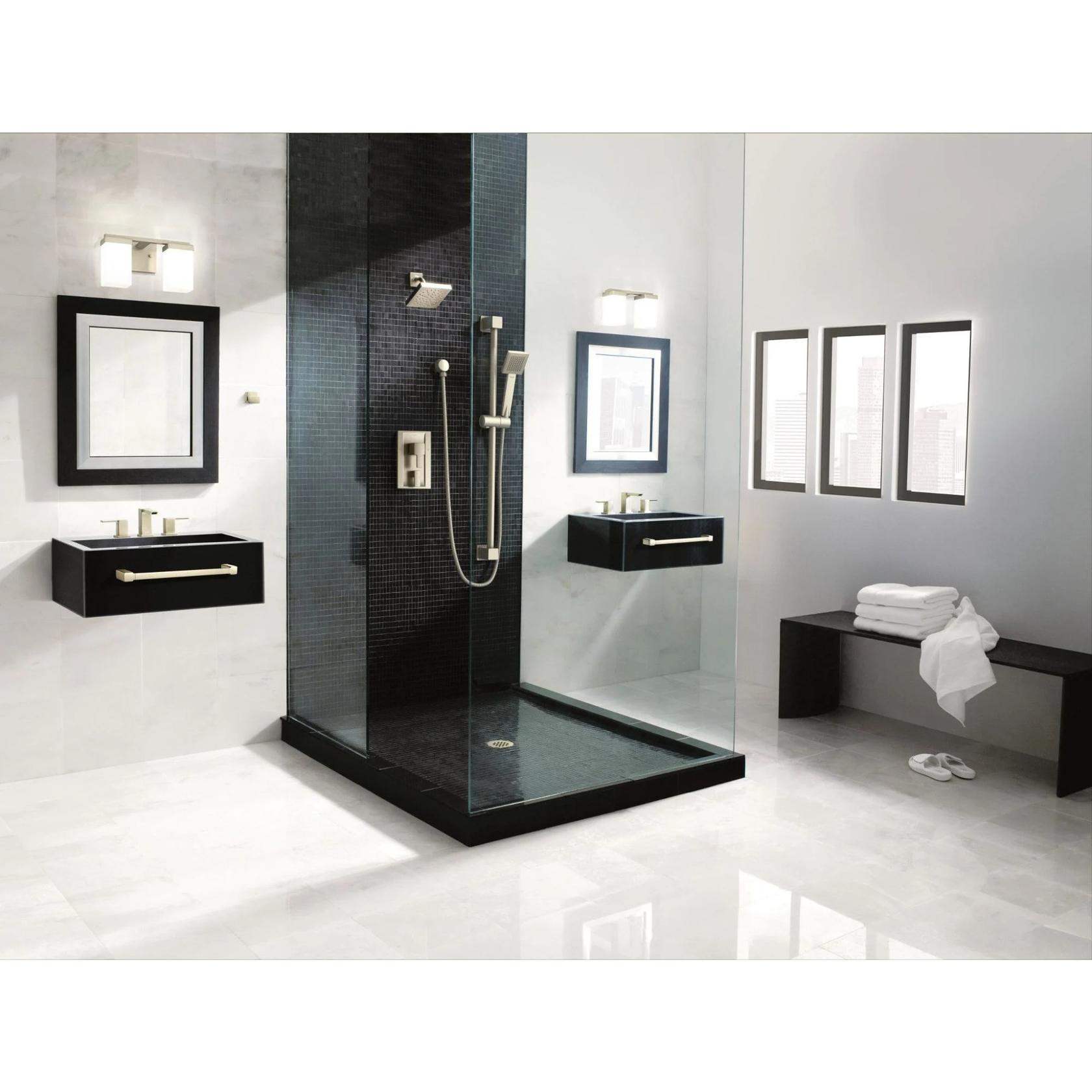 MOEN 90 Degree TS6720BN Two-Handle 8 in. Widespread Bathroom Faucet Trim Kit in Brushed Nickel (Valve Required)