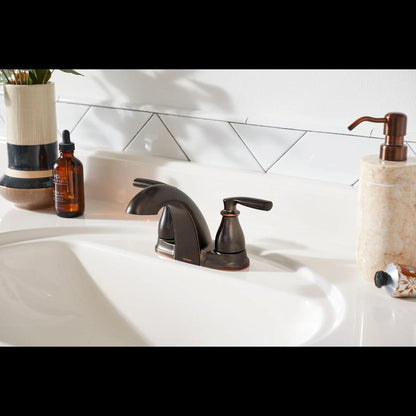 MOEN Hilliard 84532BRB Two-Handle 4-Inch Centerset Bathroom Faucet in Mediterranean Bronze (Drain Included)