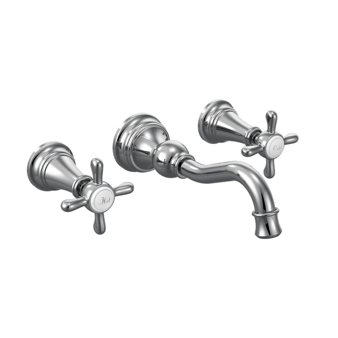 MOEN Weymouth TS42112 Wall Mount Cross Handle Bathroom Faucet Trim in Polished Chrome (Valve Required)