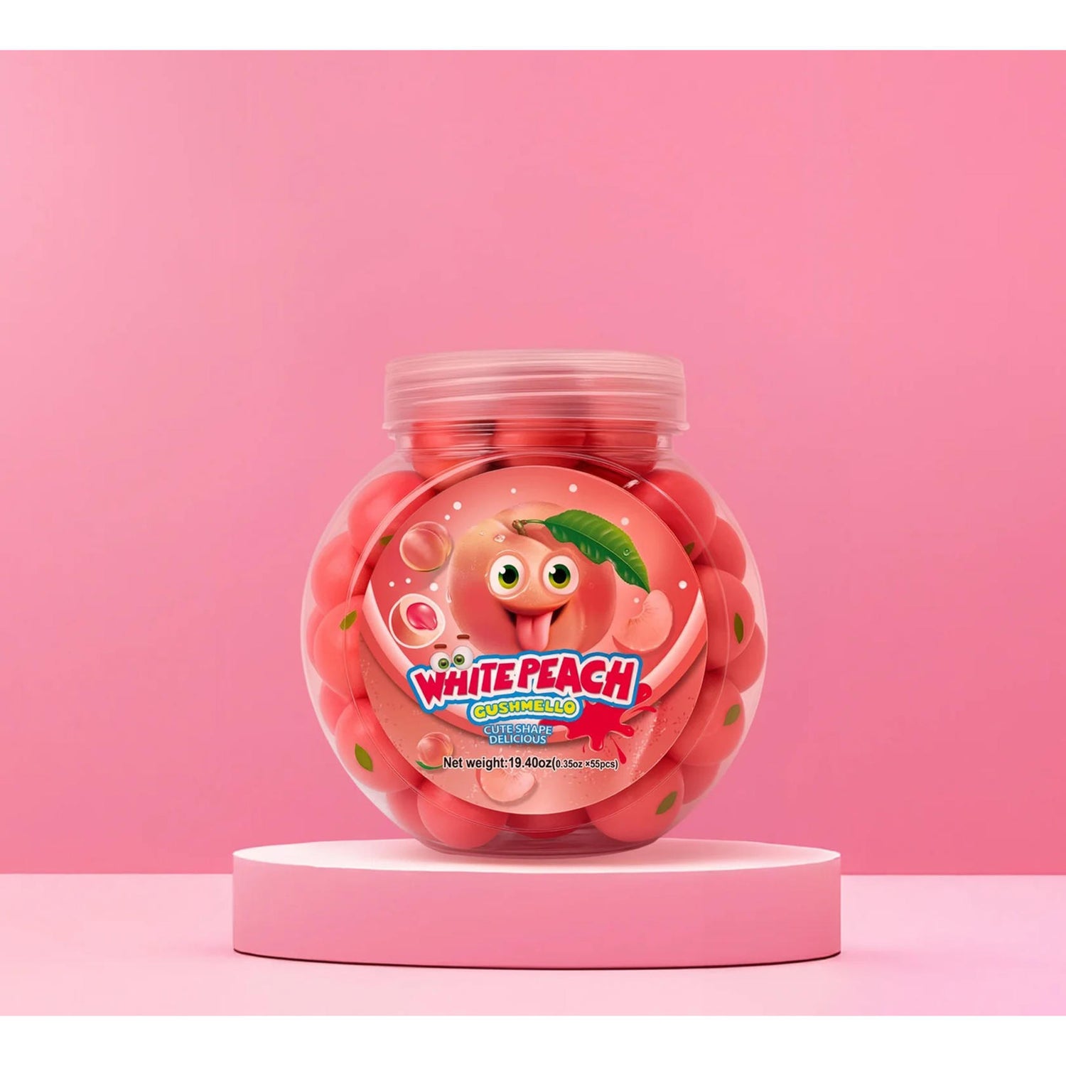 Zoomi Gushmello Candy Fruity Gummy Marshmallow Filled Center 55 Pieces Jar