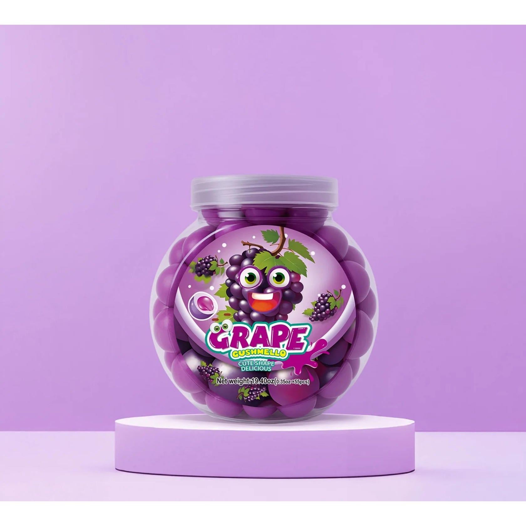 Zoomi Gushmello Candy Fruity Gummy Marshmallow Filled Center 55 Pieces Jar