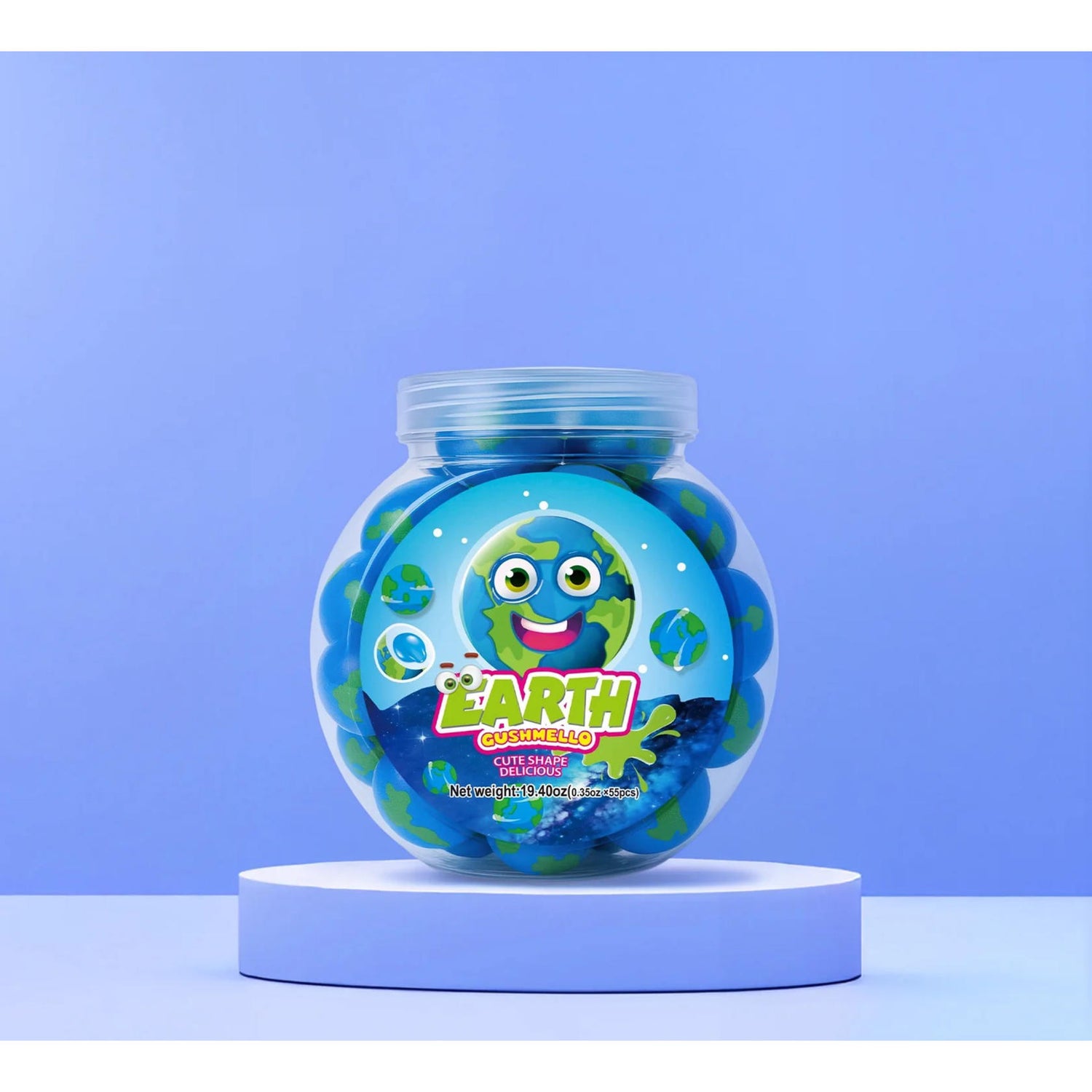 Zoomi Gushmello Candy Fruity Gummy Marshmallow Filled Center 55 Pieces Jar