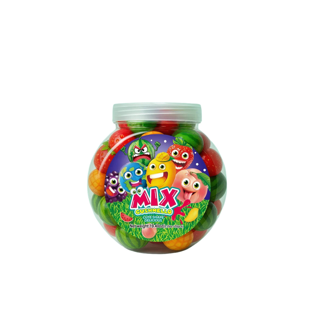 Zoomi Gushmello Candy Fruity Gummy Marshmallow Filled Center 55 Pieces Jar