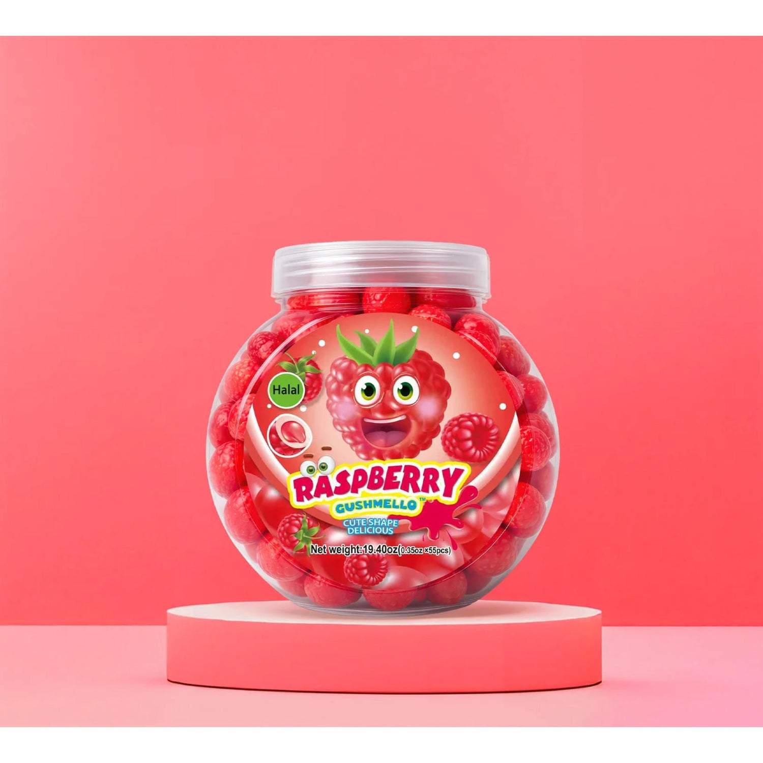 Zoomi Gushmello Candy Fruity Gummy Marshmallow Filled Center 55 Pieces Jar