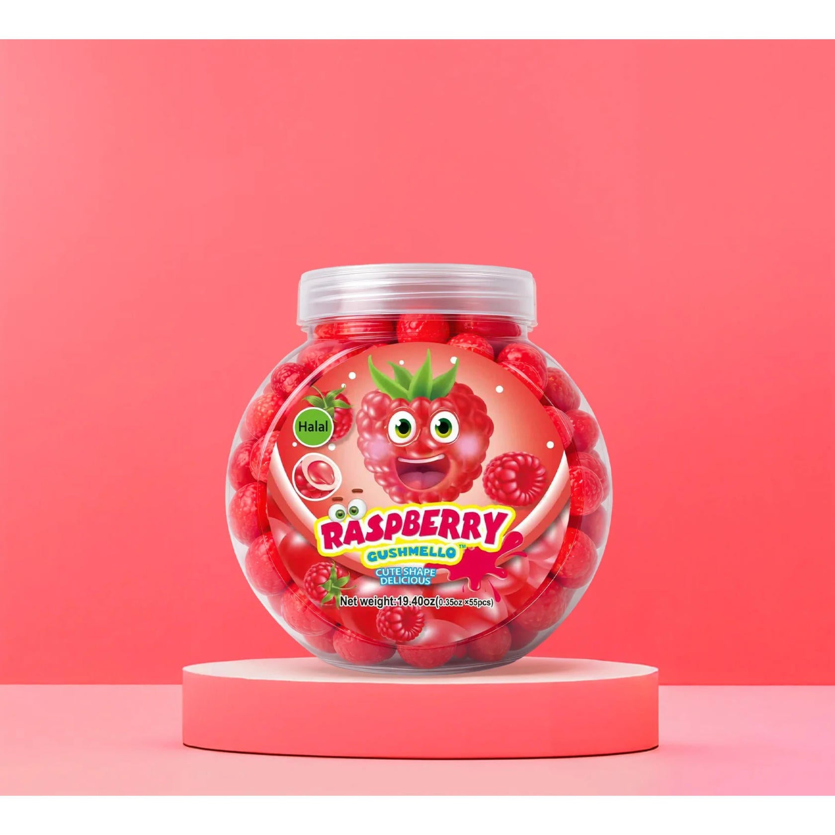Zoomi Gushmello Candy Fruity Gummy Marshmallow Filled Center 55 Pieces Jar