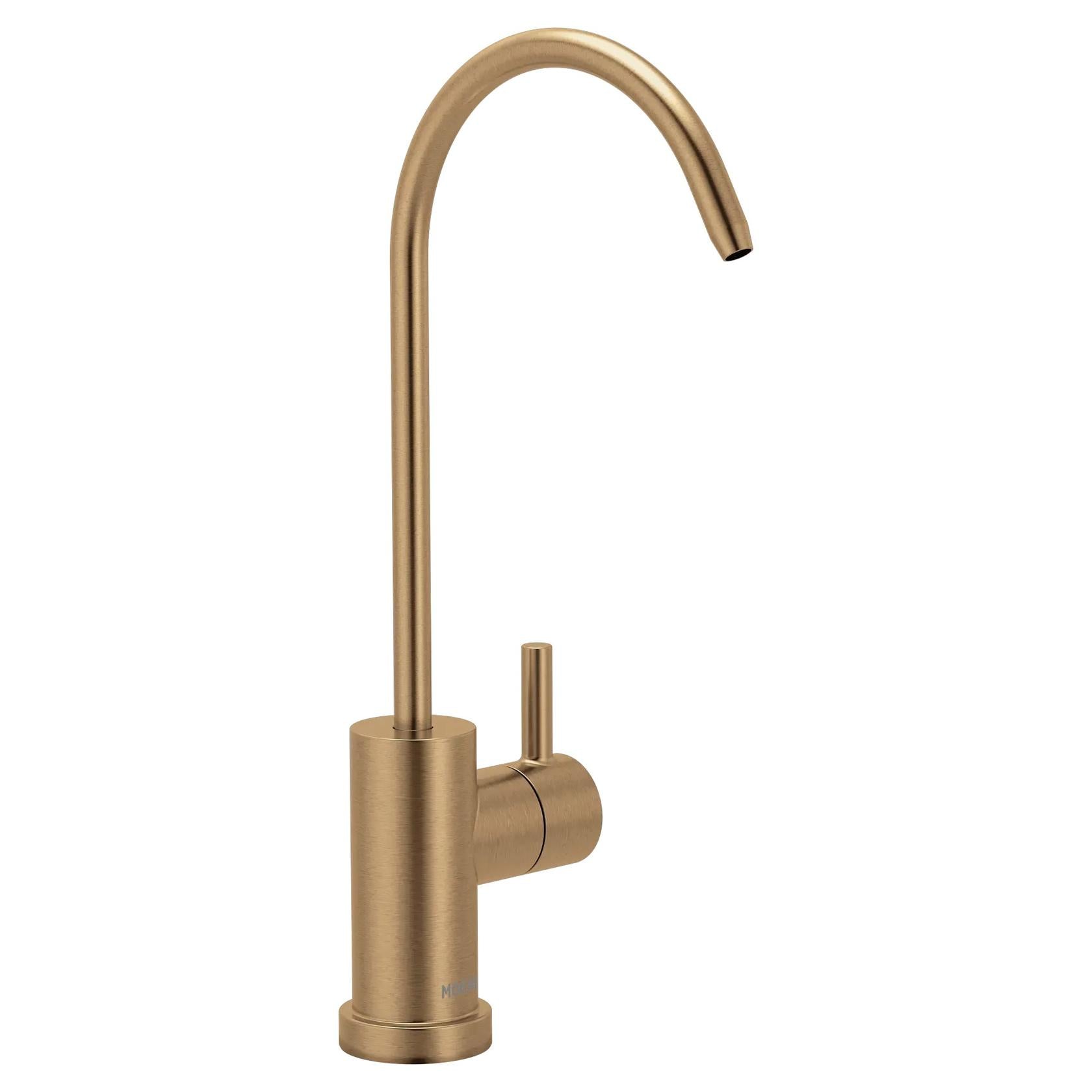 MOEN Sip F7660BZG Modern One-Handle High Arc Beverage Faucet in Bronze Gold