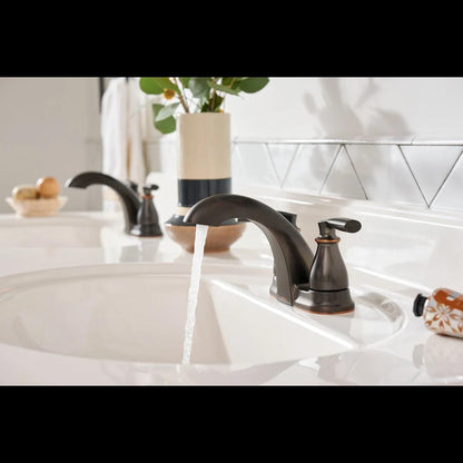 MOEN Hilliard 84532BRB Two-Handle 4-Inch Centerset Bathroom Faucet in Mediterranean Bronze (Drain Included)