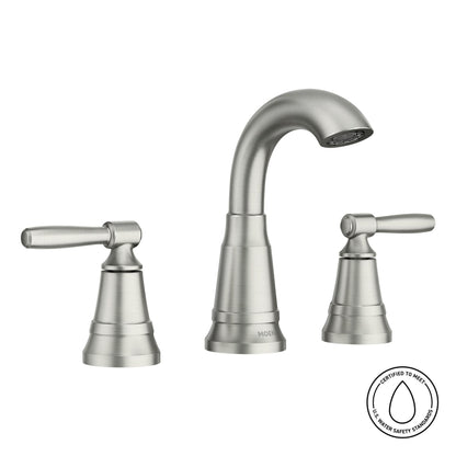 MOEN Halle 84972SRN 8 in. Widespread 2-Handle High-Arc Bathroom Faucet in Spot Resist Brushed Nickel