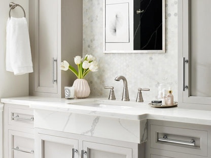MOEN Halle 84972SRN 8 in. Widespread 2-Handle High-Arc Bathroom Faucet in Spot Resist Brushed Nickel