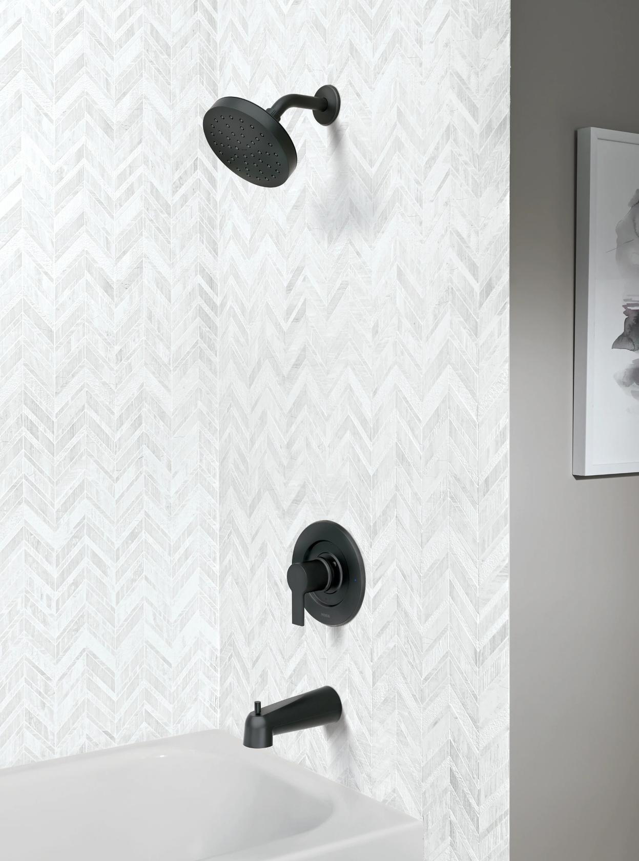 MOEN Rinza 82628BL One-Handle Bathtub and shower Faucet in Matte Black (Valve Included)