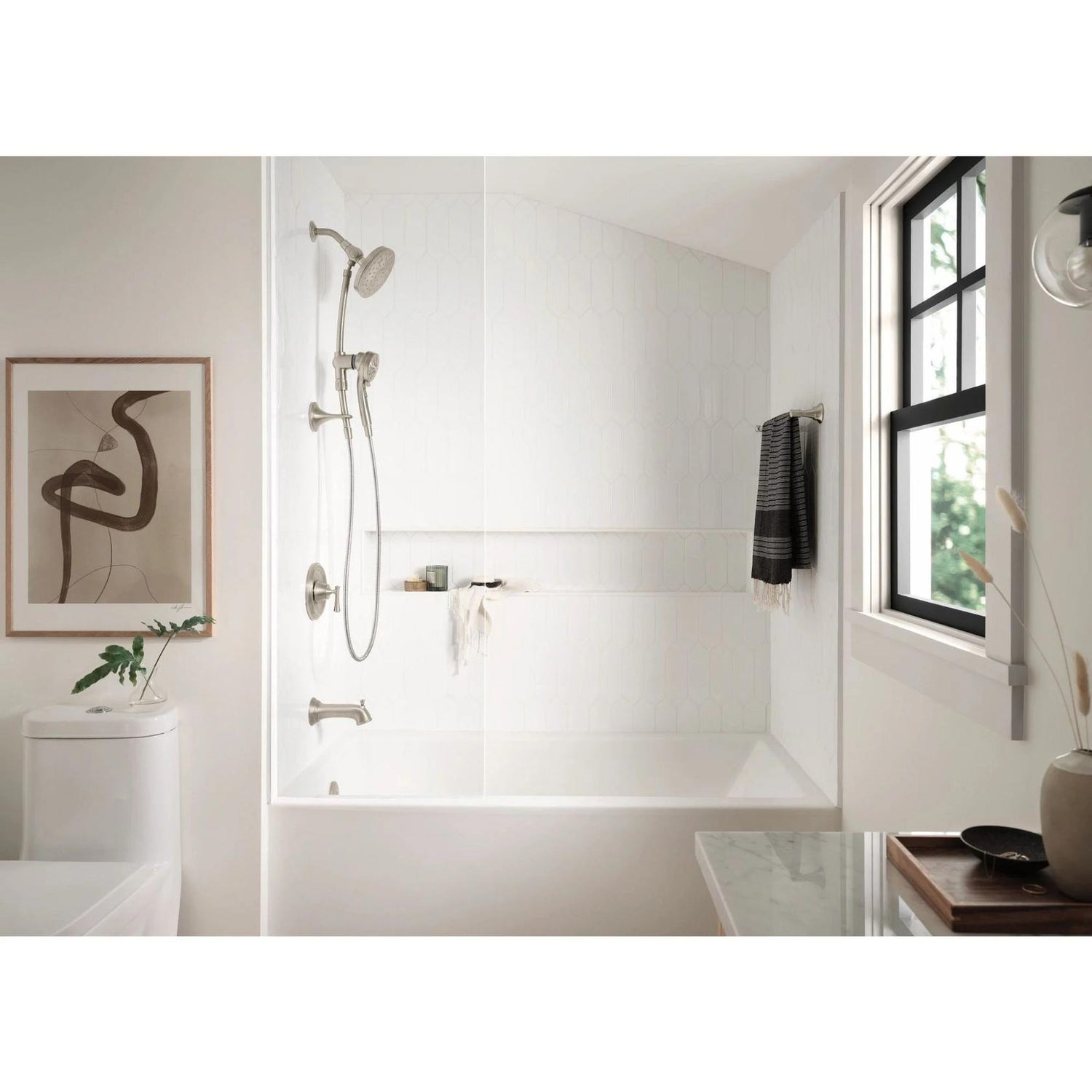 MOEN Engage 28501SRN Handheld and Rain Showerhead with Slide Bar Magnetix in Spot Resist Brushed Nickle