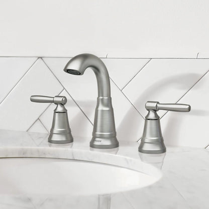MOEN Halle 84972SRN 8 in. Widespread 2-Handle High-Arc Bathroom Faucet in Spot Resist Brushed Nickel
