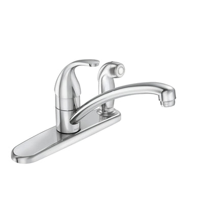 MOEN Adler 87605 Single-Handle Low-Arc Standard Kitchen Faucet with Side Sprayer in Chrome