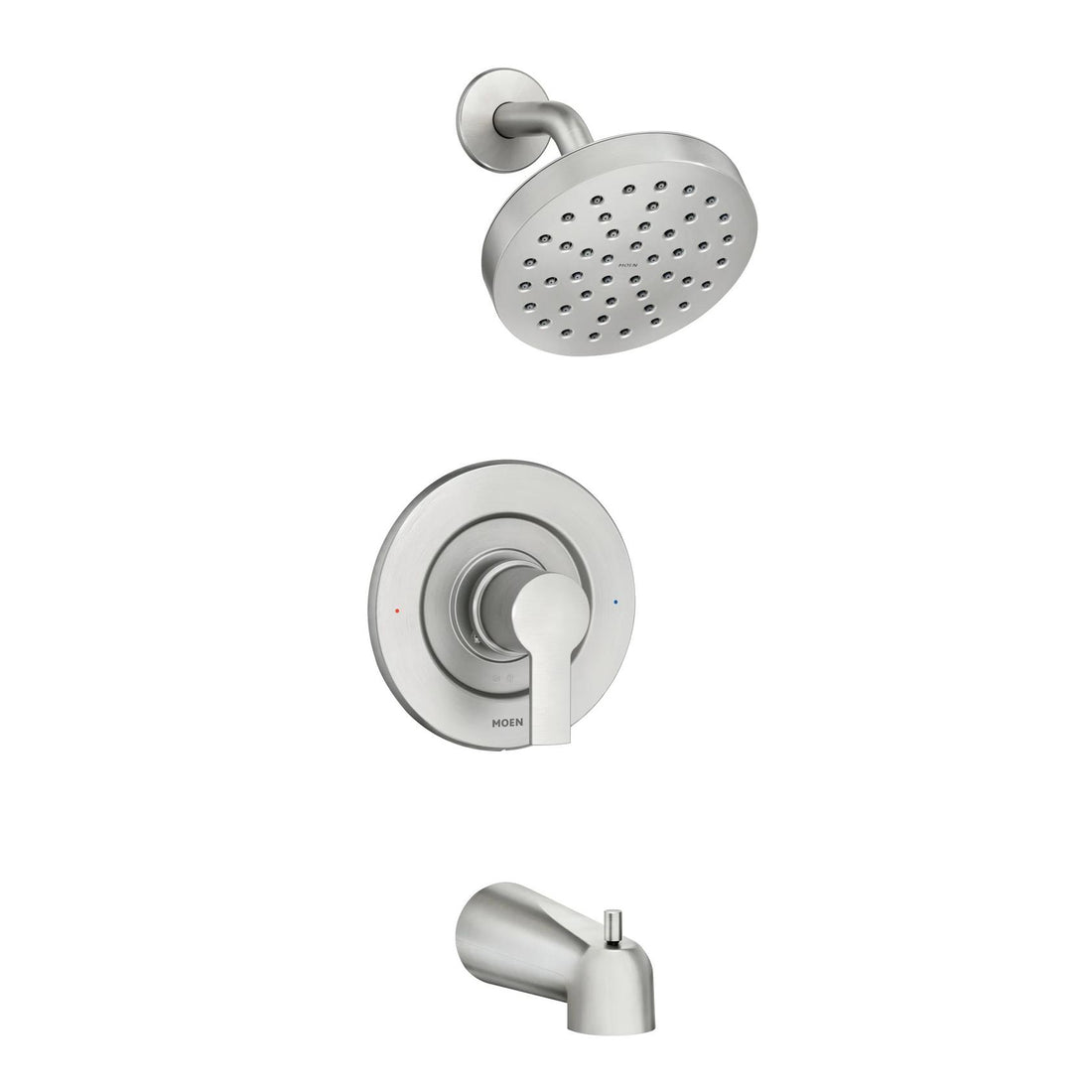 MOEN Rinza 82628SRN One-Handle Round Tub and Shower Faucet in Spot Resist Brushed Nickel (Valve Included)
