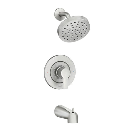 MOEN Rinza 82628SRN One-Handle Round Tub and Shower Faucet in Spot Resist Brushed Nickel (Valve Included)