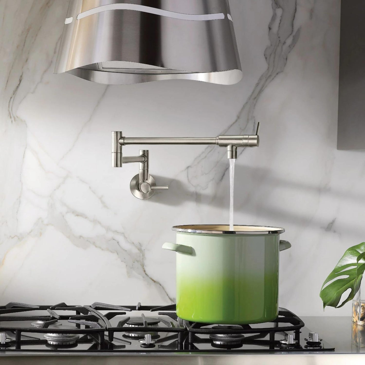 MOEN Modern S665SRS Wall Mounted Pot Filler Kitchen Faucet in Spot Resist Stainless