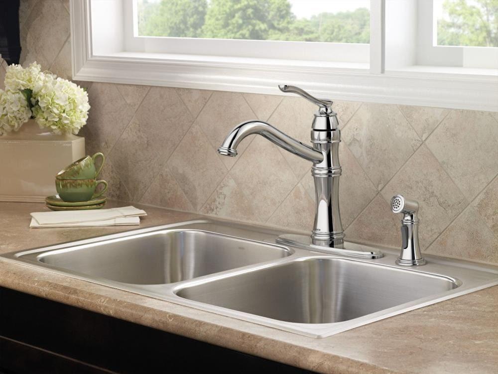 MOEN Belfield 7245C Single-Handle Standard Kitchen Faucet with Side Sprayer in Chrome
