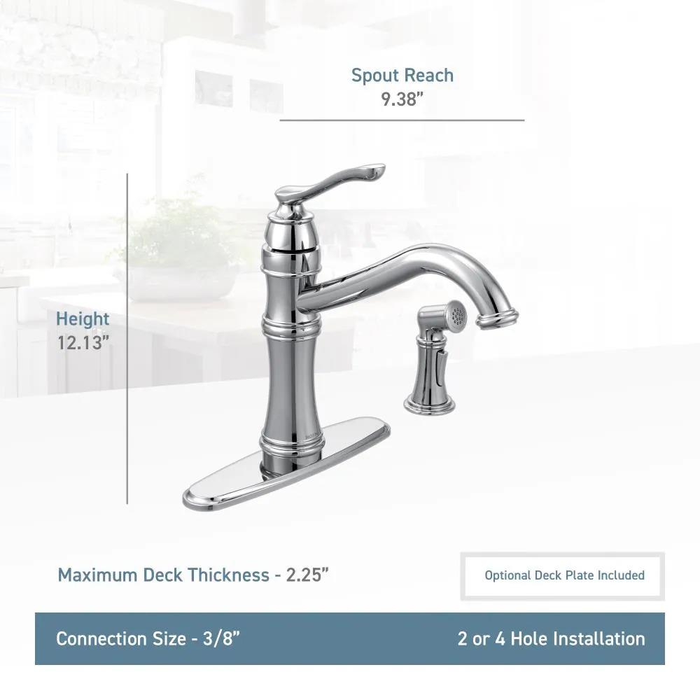 MOEN Belfield 7245C Single-Handle Standard Kitchen Faucet with Side Sprayer in Chrome