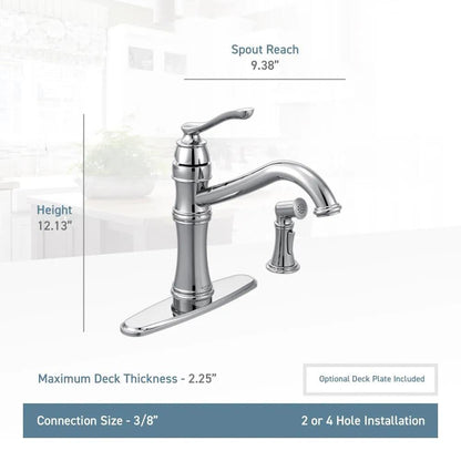 MOEN Belfield 7245C Single-Handle Standard Kitchen Faucet with Side Sprayer in Chrome
