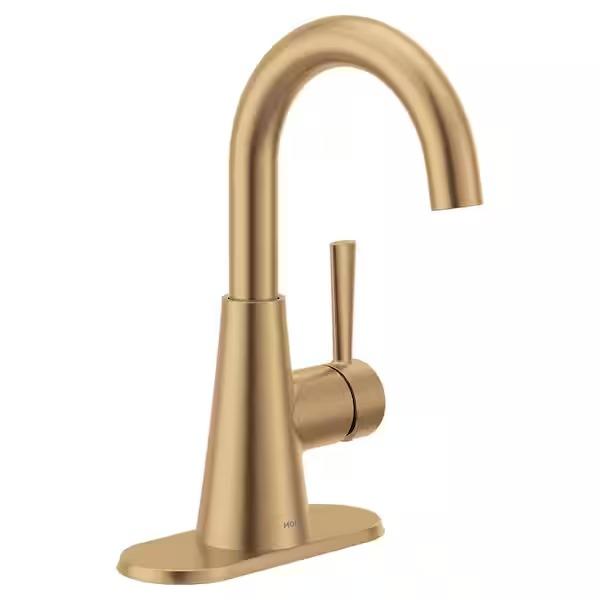 MOEN Jase 64430BZG One-Handle Single-Hole Bathroom Faucet in Bronzed Gold 1.2GPM