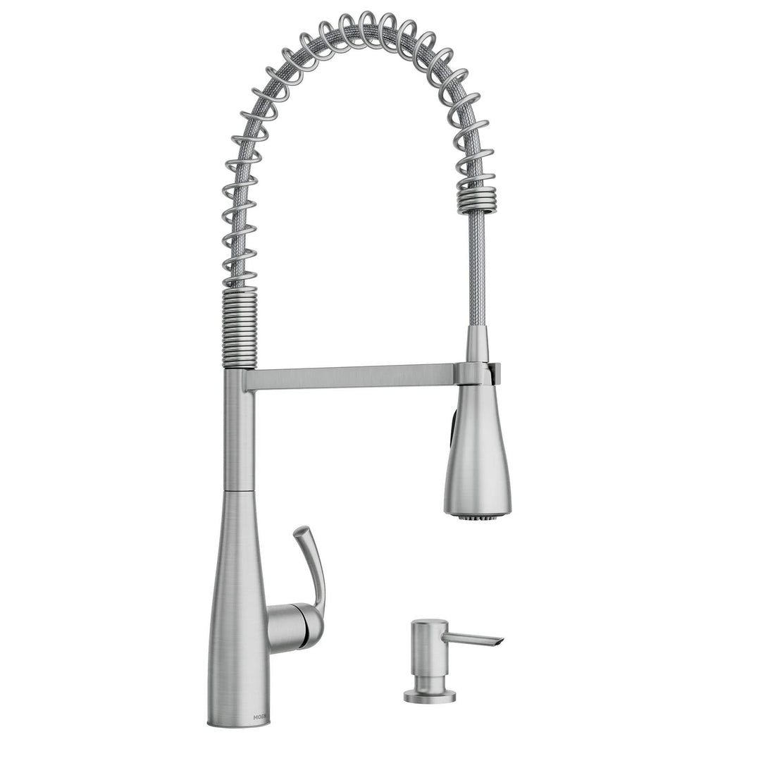 MOEN Essie 87814SRS Single-Handle Pre-Rinse Spring Pulldown Sprayer Kitchen Faucet with Power Clean in Spot Resist Stainless