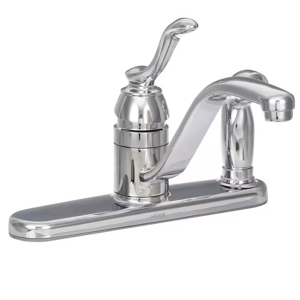 MOEN Banbury CA87527 Single-Handle Low-Arc Standard Kitchen Faucet with Side Sprayer in Chrome