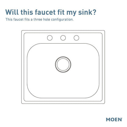 MOEN Banbury CA87527 Single-Handle Low-Arc Standard Kitchen Faucet with Side Sprayer in Chrome