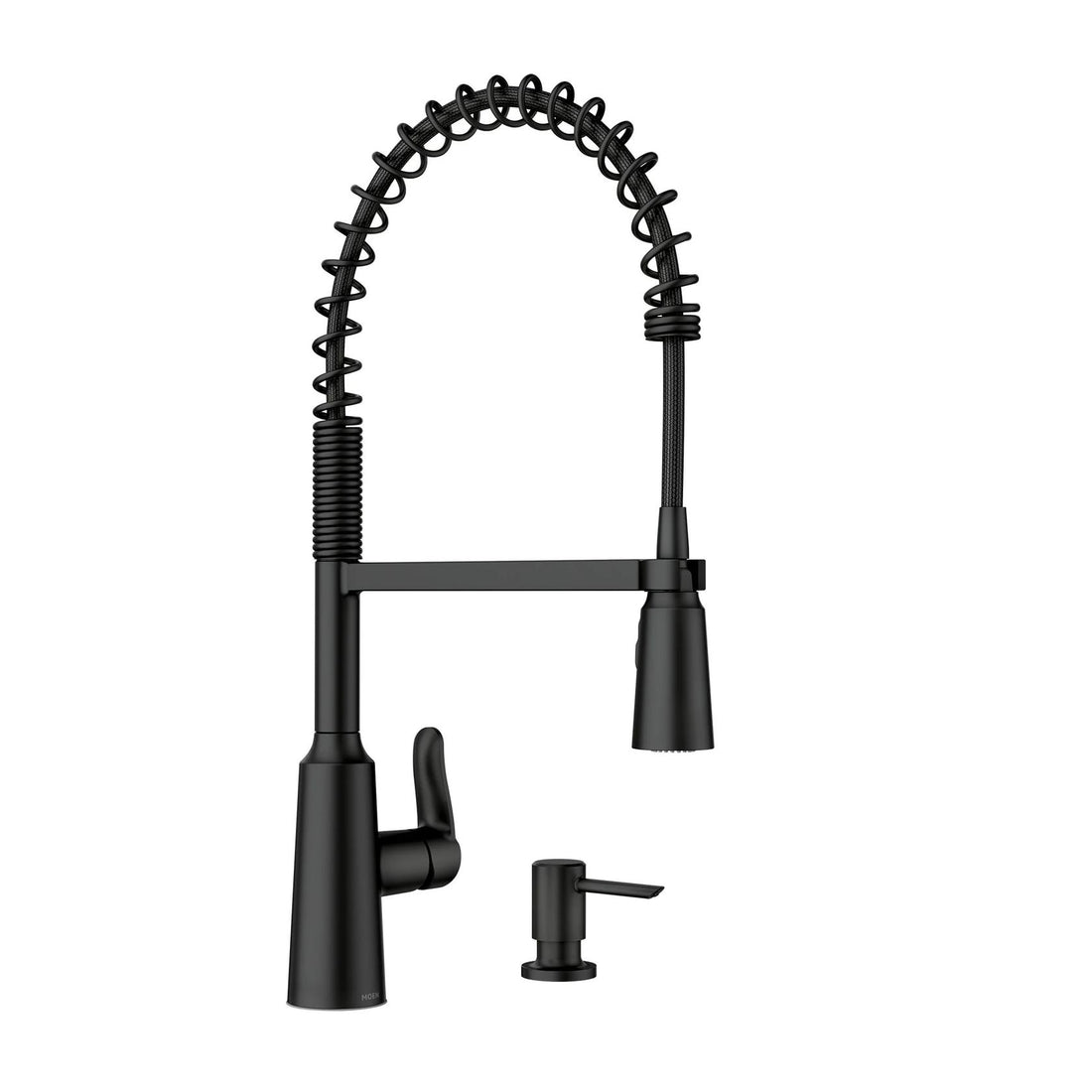 MOEN Edwyn 87807BL Single Handle Deck-mount Pull-down Kitchen Faucet in Matte Black (Soap Dispenser Included)
