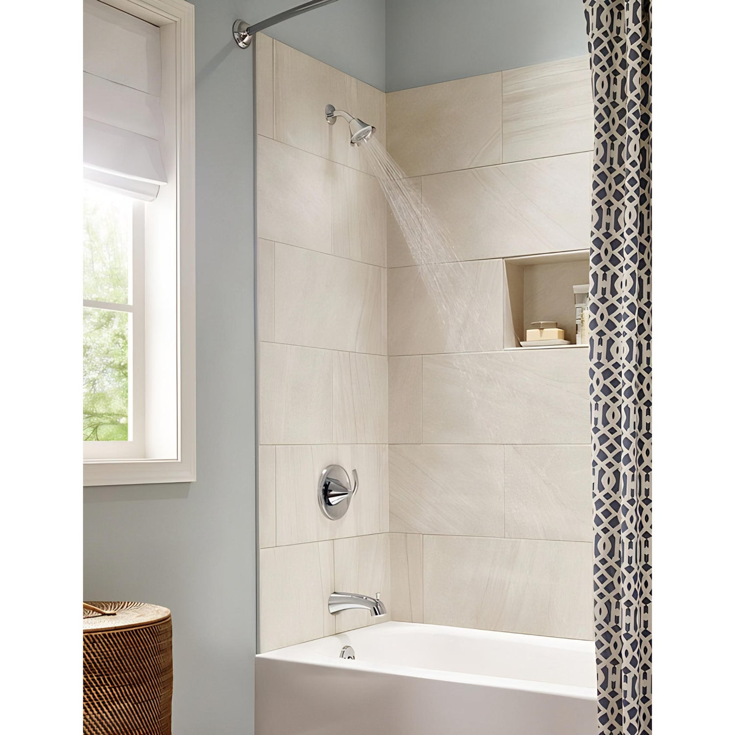 MOEN Glyde T62743 Posi-Temp Tub and Shower Trim, 2.5 GPM Shower in Chrome