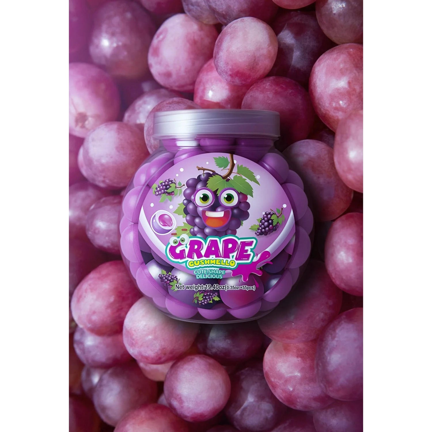 Zoomi Gushmello Candy Fruity Gummy Marshmallow Filled Center 55 Pieces Jar
