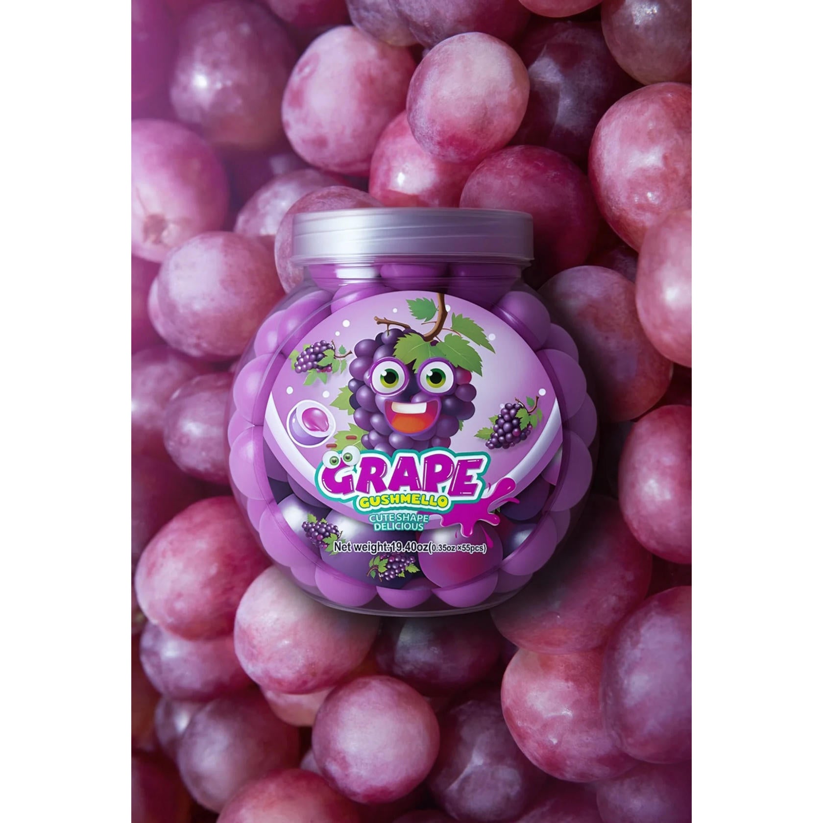 Zoomi Gushmello Candy Fruity Gummy Marshmallow Filled Center 55 Pieces Jar