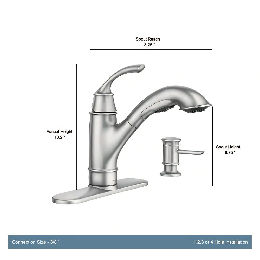 MOEN Marietta 87601SRS Single-Handle Pull-Out Sprayer Kitchen Faucet in Spot Resist Stainless
