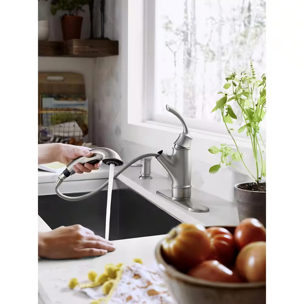 MOEN Marietta 87601SRS Single-Handle Pull-Out Sprayer Kitchen Faucet in Spot Resist Stainless