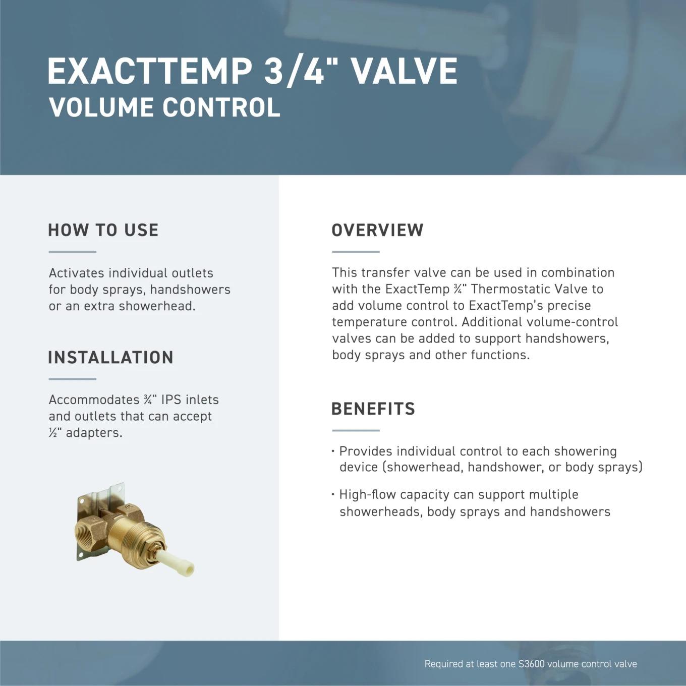 MOEN Cia T4622BG One Handle Volume Control Valve Trim Kit in Brushed Gold (Valve Not Included)