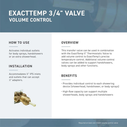 MOEN Cia T4622BG One Handle Volume Control Valve Trim Kit in Brushed Gold (Valve Not Included)