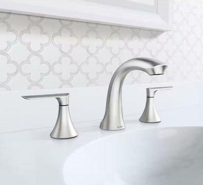 MOEN Findlay 84517SRN Widespread 2-Handle Bathroom Faucet in Spot Resist Brushed Nickel (Valve Included)