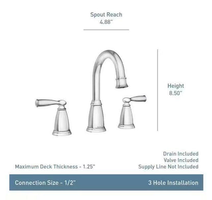 MOEN Banbury 84947BRB Widespread Double Handle High-Arc Bathroom Faucet in Mediterranean Bronze (Valve Included)