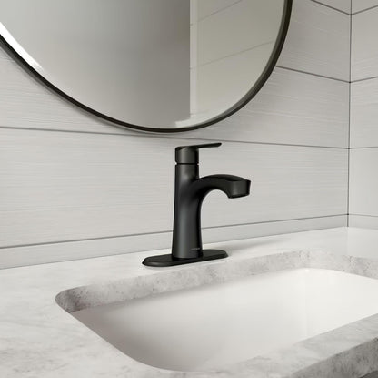 MOEN Findlay 84516BL Single-Handle Single-Hole Bathroom Faucet in Matte Black