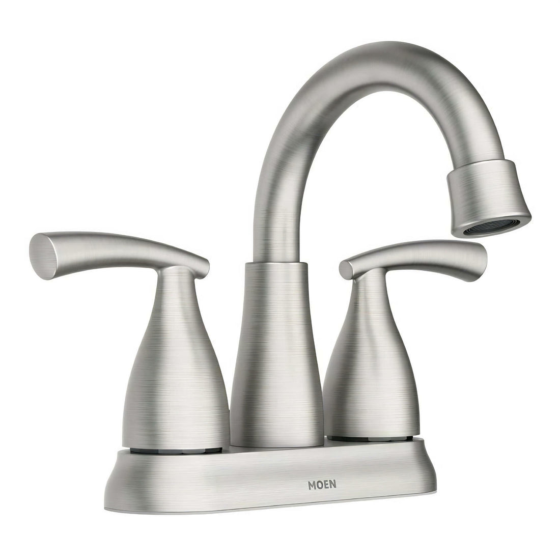 MOEN Essie 84128SRN Two Handle Centerset Bathroom Faucet in Spot Resist Brushed Nickel
