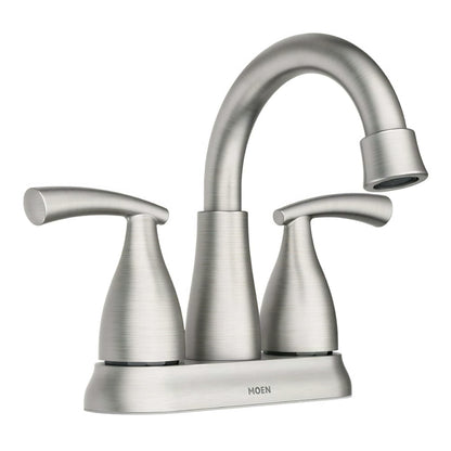 MOEN Essie 84128SRN Two Handle Centerset Bathroom Faucet in Spot Resist Brushed Nickel