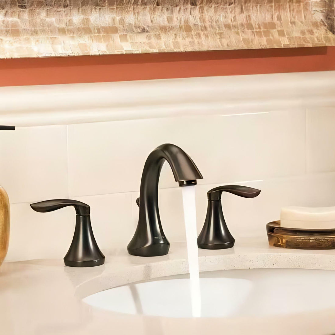 MOEN Eva T6420ORB 8 in. Widespread 2-Handle High-Arc Bathroom Faucet Trim Kit in Oil Rubbed Bronze (Valve Not Included)