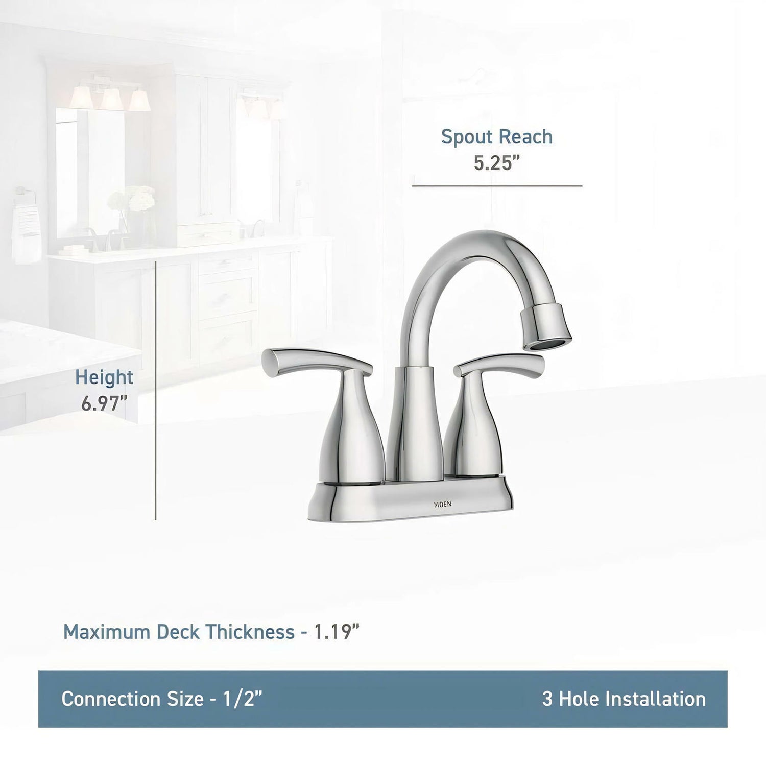 MOEN Essie 84128SRN Two Handle Centerset Bathroom Faucet in Spot Resist Brushed Nickel