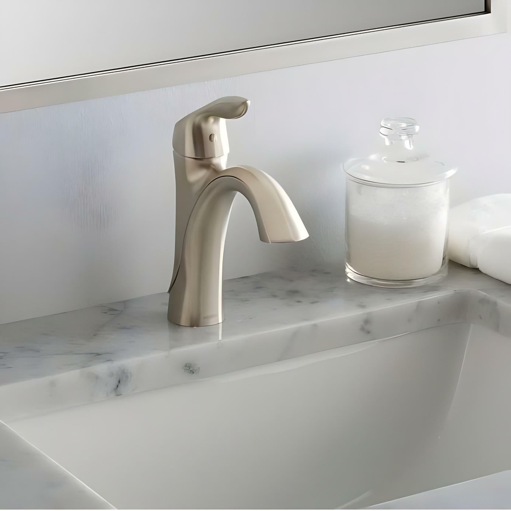 MOEN Eva 6400BN Single-Handle Single Hole High-Arc Bathroom Faucet in Brushed Nickel
