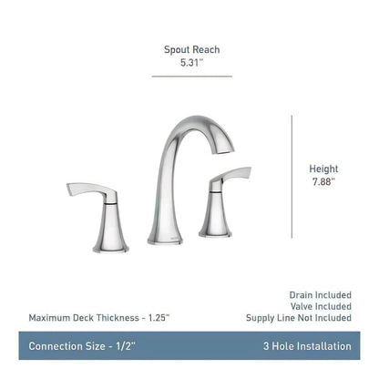 MOEN Korek 84468SRN Widespread Double Handle High-Arc Bathroom Faucet in Spot Resist Brushed Nickel (Valve Included)