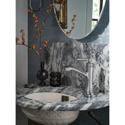 MOEN Dartmoor 6803BN 1-Handle 1-Hole Bathroom Faucet with Drain Kit Included in Brushed Nickel
